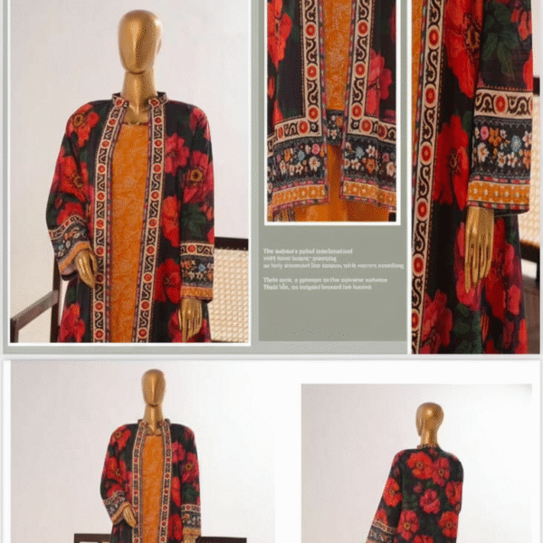 Bin Saeed – Long Coat & Short Jacket 3 Piece Collection