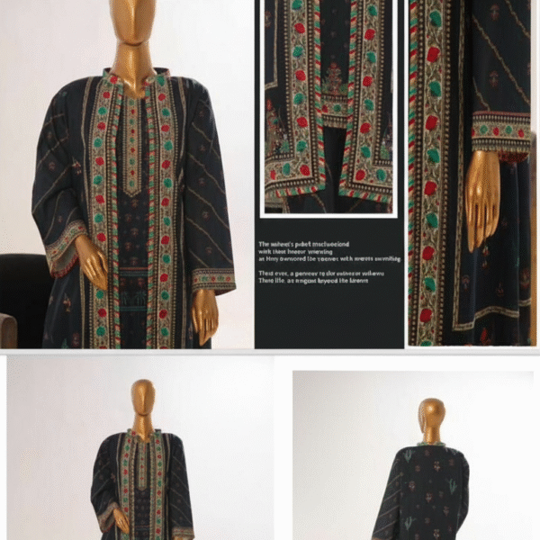 Bin Saeed – Long Coat & Short Jacket 3 Piece Collection