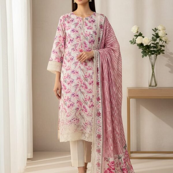 ✨ Amira Stitched Chikankari Embroidered Lawn 3Pc Collection ’25 | Premium Sadabahar Edition ✨