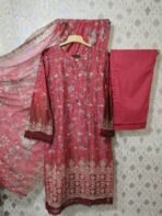 Sadabahar Luxury Exclusive Lawn Cutwork Chikenkari Embroidered 3Piece Stitched Collection 25. - Image 2