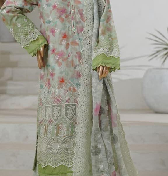 Sadabahar Luxury Exclusive Lawn Cutwork Chikenkari Embroidered 3Piece Stitched Collection 25.