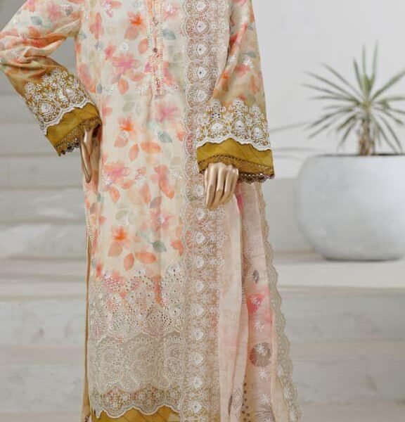Sadabahar Luxury Exclusive Lawn Cutwork Chikenkari Embroidered 3Piece Stitched Collection 25.