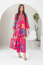 Tawakkal Stitched Digital Printed Swiss Shirt designs Stitched Digital Printed Swiss Voil Trouser with Complimentary Printed HandBag