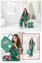 Tawakkal Stitched Digital Printed Swiss Shirt designs Stitched Digital Printed Swiss Voil Trouser with Complimentary Printed HandBag - Image 2
