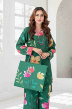 Tawakkal Stitched Digital Printed Swiss Shirt designs Stitched Digital Printed Swiss Voil Trouser with Complimentary Printed HandBag