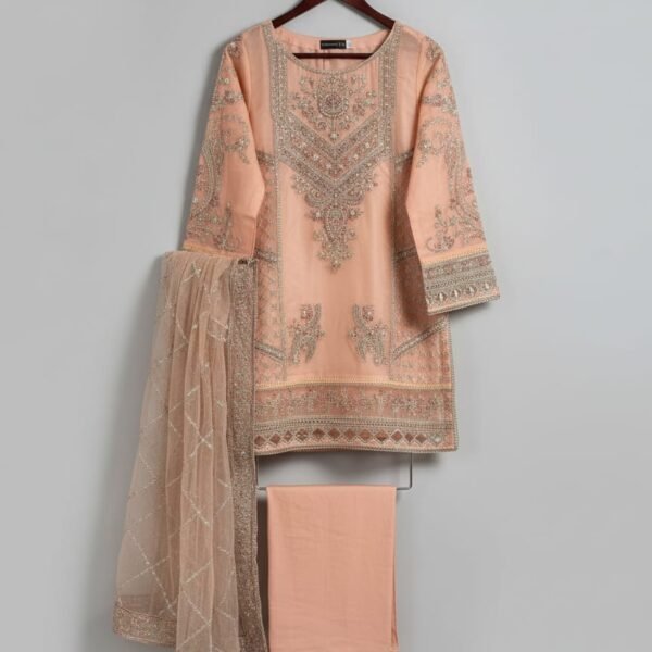 SADABAHAR LUXURY FORMAL FESTIVE MAHPARA ORGANZA EMBROIDERED 3PIECE STITCHED COLLECTION 2025