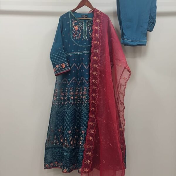 SADABAHAR LUXURY FORMAL FESTIVE MAHPARA ORGANZA EMBROIDERED 3PIECE STITCHED COLLECTION 2025