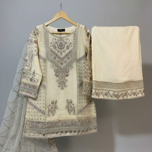 SADABAHAR LUXURY FORMAL FESTIVE MAHPARA ORGANZA EMBROIDERED 3PIECE STITCHED COLLECTION 2025