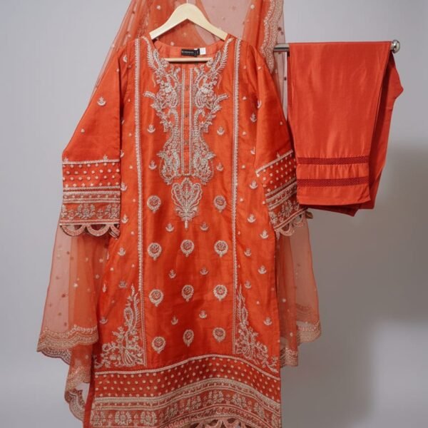 SADABAHAR LUXURY FORMAL FESTIVE MAHPARA ORGANZA EMBROIDERED 3PIECE STITCHED COLLECTION 2025