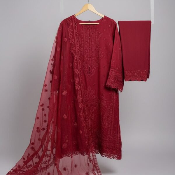 SADABAHAR LUXURY FORMAL FESTIVE MAHPARA ORGANZA EMBROIDERED 3PIECE STITCHED COLLECTION 2025