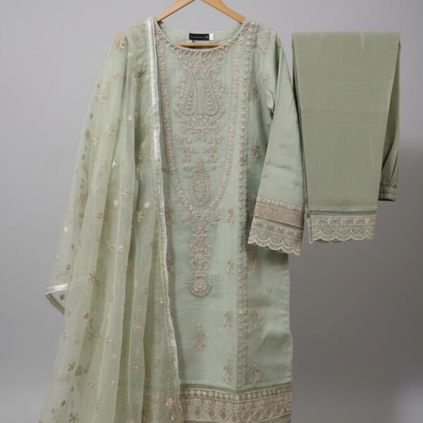 SADABAHAR LUXURY FORMAL FESTIVE MAHPARA ORGANZA EMBROIDERED 3PIECE STITCHED COLLECTION 2025