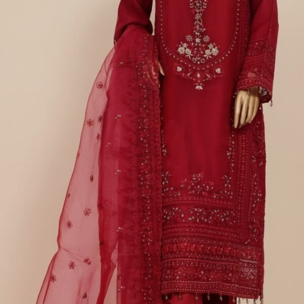 SADABAHAR LUXURY FORMAL FESTIVE MAHPARA ORGANZA EMBROIDERED 3PIECE STITCHED COLLECTION 2025