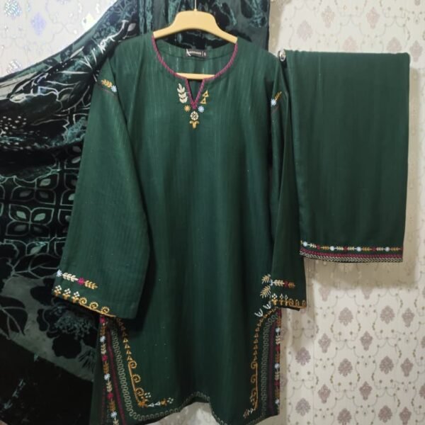 Sadabahar Luxury Dhanak Embroidery 3Piece Co-ord's With Palachi Shwal Stitched Collection 2025